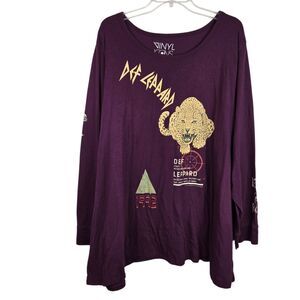 Torrid The Vinyl Icons Def Leppard Sz 6X Long Sleeve Shirt Purple Band